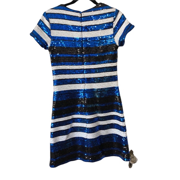 GUESS LIKE NEW Sequin Short Sleeve Stripe Dress - Picture 2 of 9
